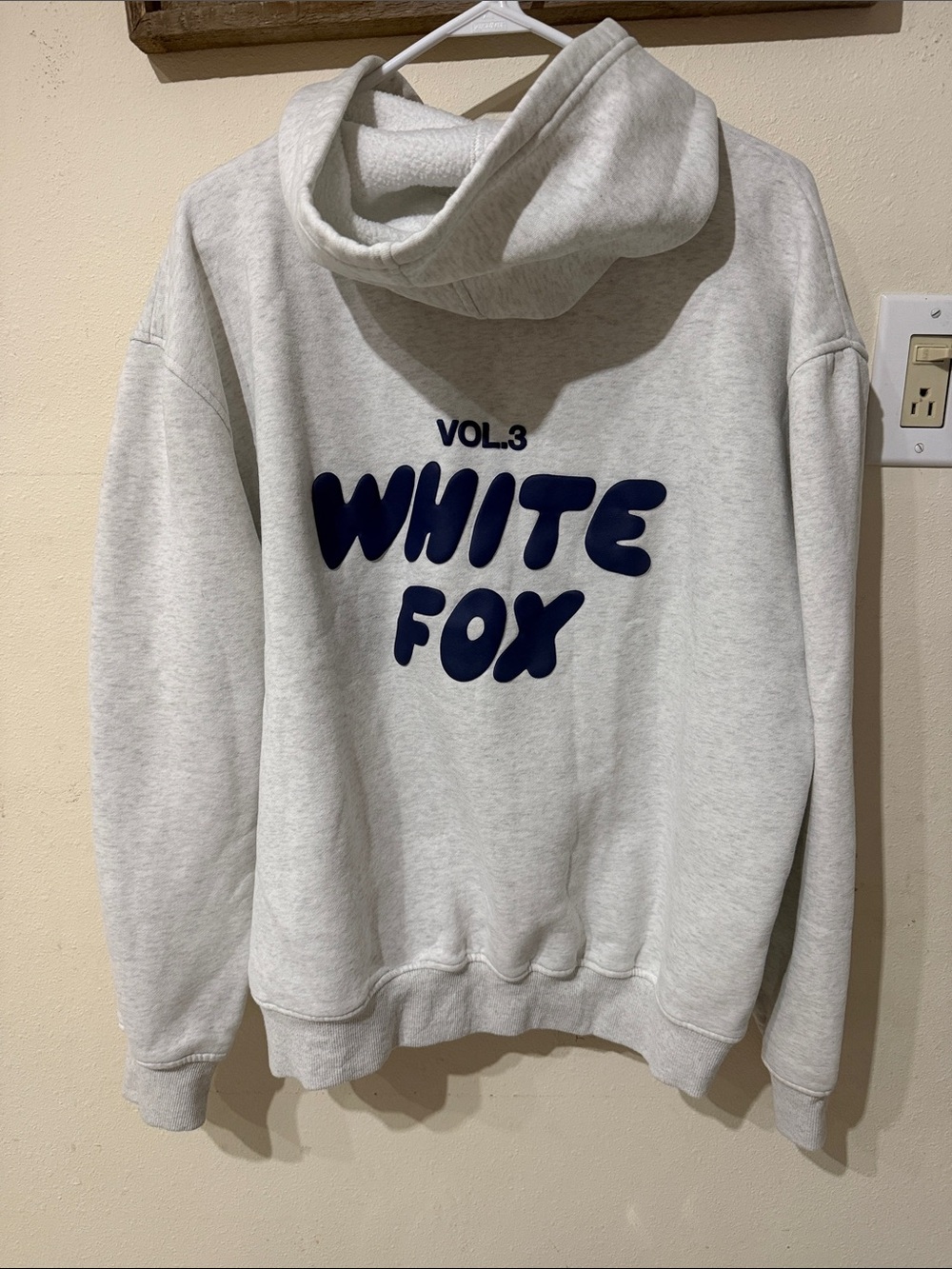 White Fox Boutique Vol. 3 Heather Gray/Marle Hoodie with Navy Blue Logo - Picture 6 of 8